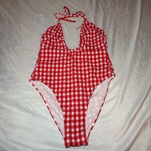 Wild Fable Red Gingham One Piece Swimsuit